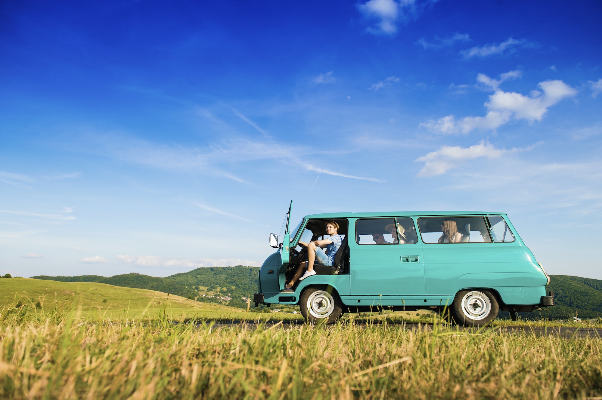 Young people on a road trip